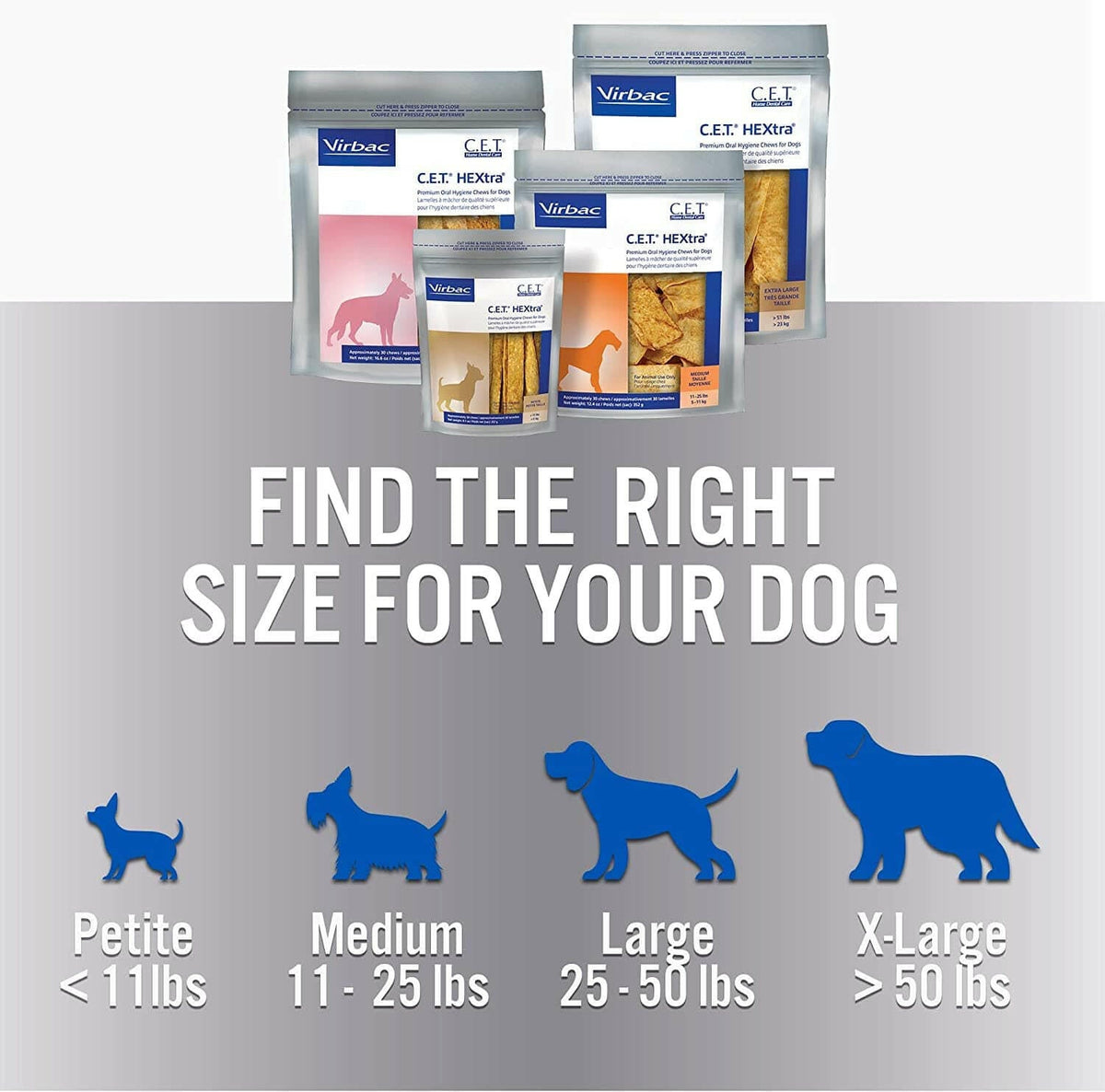 C.E.T. HEXtra Dental Chews for Medium Dogs 26-50 lbs