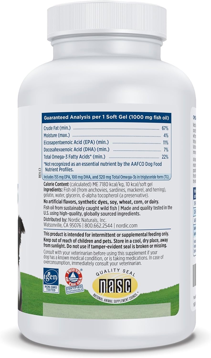 Nordic Naturals Omega-3 Pet Soft Gels Supplement for Dogs