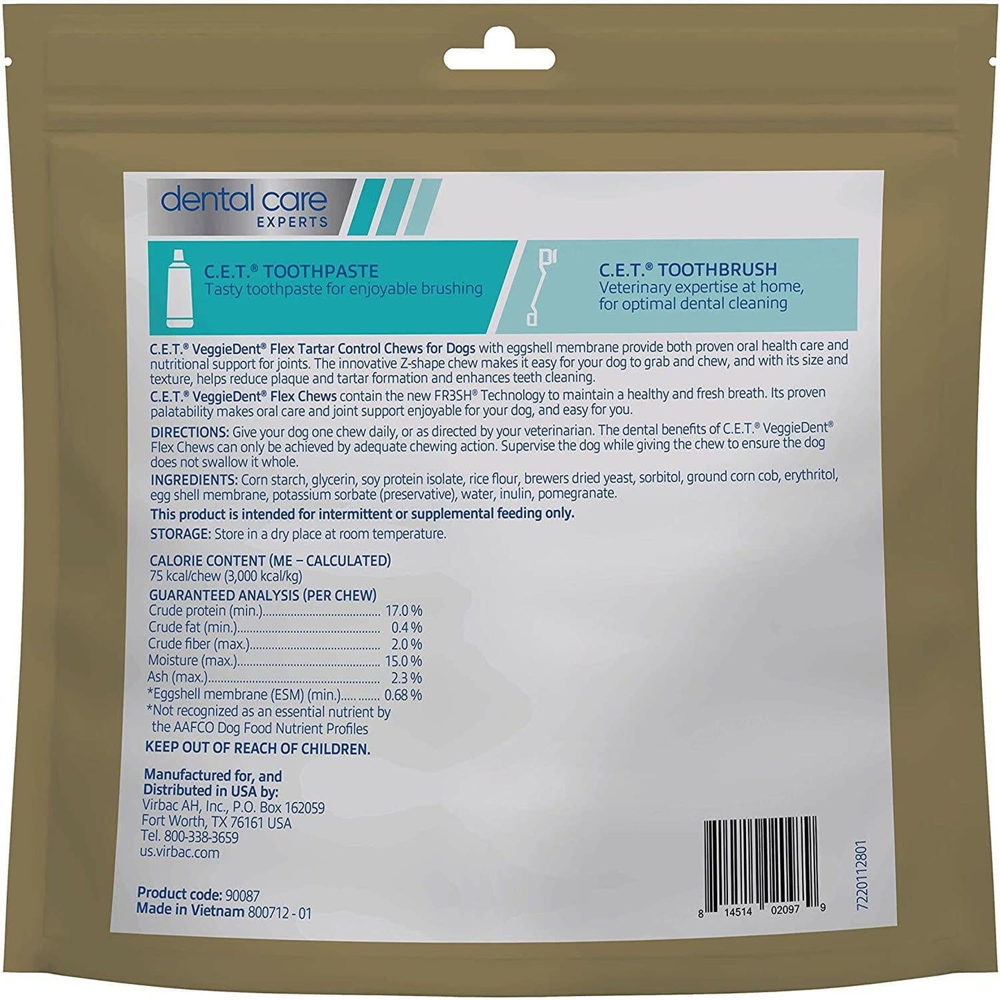 C.E.T. VeggieDent Flex + Joint Health for Medium Dogs 22-66 lbs