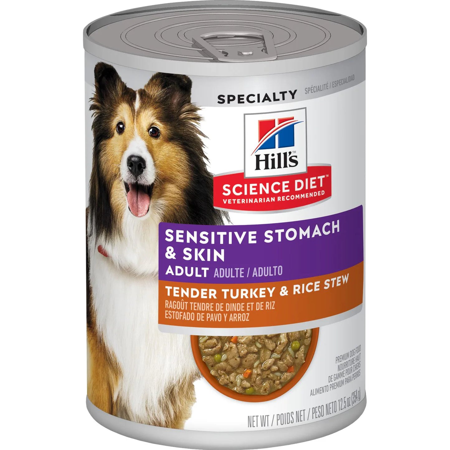 Hill's Science Diet Adult Sensitive Stomach & Skin Tender Turkey & Rice Stew Canned Dog (12.5 oz x 12 cans)
