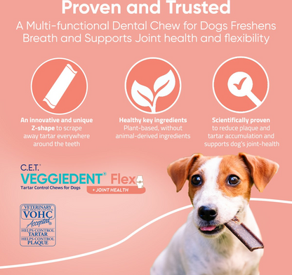 C.E.T. VeggieDent Flex + Joint Health for Medium Dogs 22-66 lbs