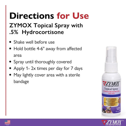 Zymox Enzymatic Topical Spray with Hydrocortisone 0.5% for Dogs & Cats
