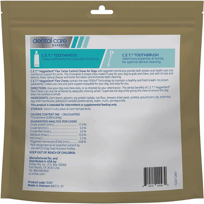 C.E.T. VeggieDent Flex + Joint Health for Medium Dogs 22-66 lbs