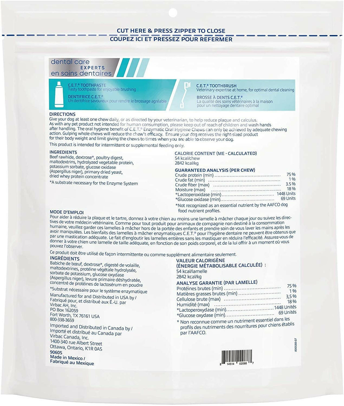 C.E.T. Enzymatic Dental Chews for Large Dogs Over 50 lbs