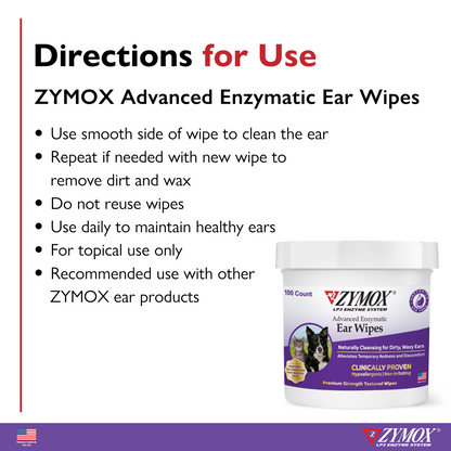 Zymox Advanced Enzymatic Ear Wipes (100 count)